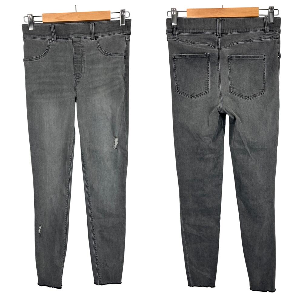 SPANX Women’s M‎ Gray Distressed Raw Hem Pull-On Skinny Jeans Shaping Panel